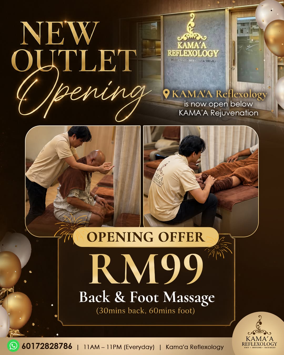 Back (30 mins) & Foot Massage (60 mins) Package RM99
